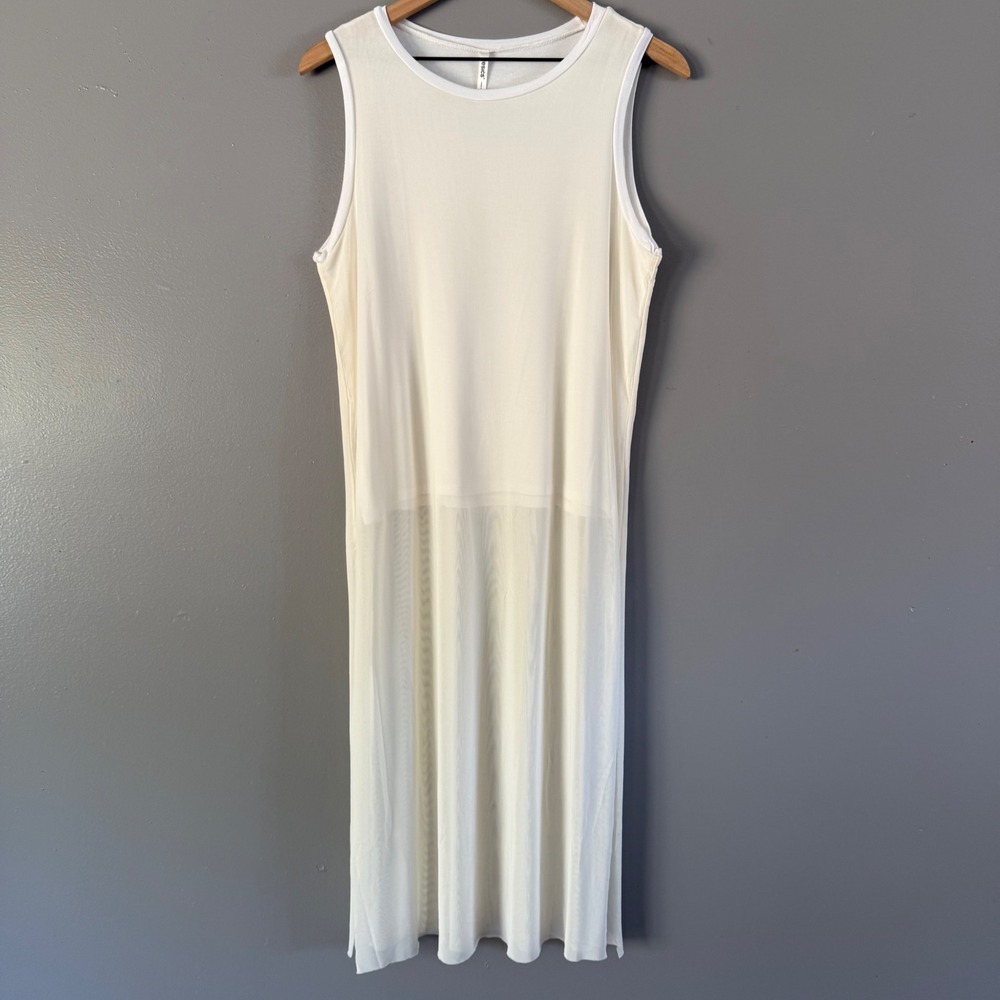 Tresics Sheer Ivory Long Lace Overlay Top LARGE